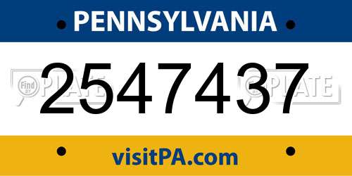 2547437 Pennsylvania License Plate