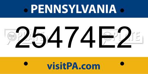 25474E2 Pennsylvania License Plate
