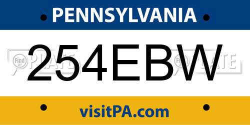254EBW Pennsylvania License Plate