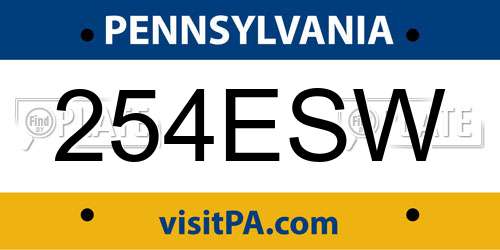 254ESW Pennsylvania License Plate