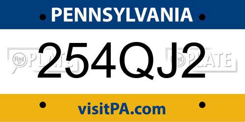 254QJ2 Pennsylvania License Plate