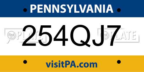 254QJ7 Pennsylvania License Plate