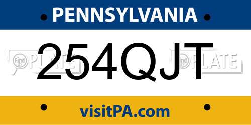254QJT Pennsylvania License Plate