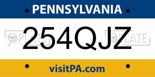 254QJZ Pennsylvania License Plate