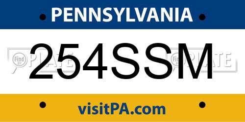 254SSM Pennsylvania License Plate