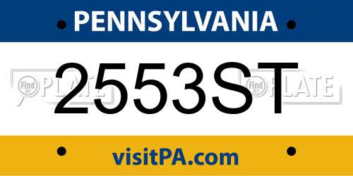 2553ST Pennsylvania License Plate
