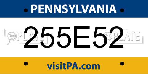255E52 Pennsylvania License Plate