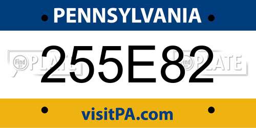 255E82 Pennsylvania License Plate