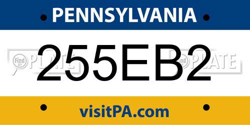 255EB2 Pennsylvania License Plate