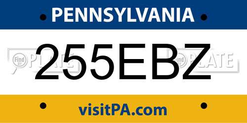 255EBZ Pennsylvania License Plate