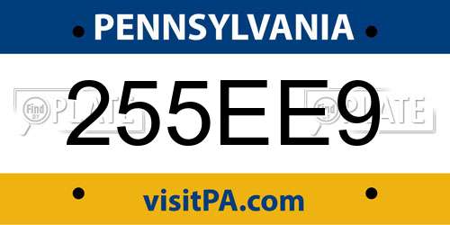 255EE9 Pennsylvania License Plate