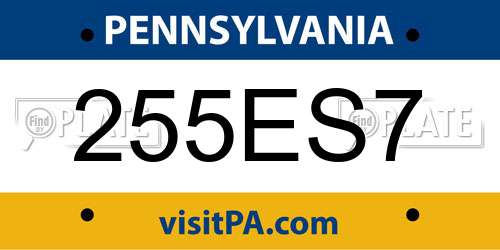 255ES7 Pennsylvania License Plate