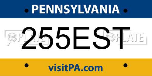 255EST Pennsylvania License Plate