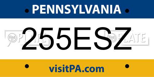 255ESZ Pennsylvania License Plate