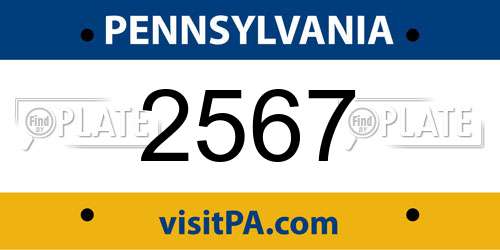 2567 Pennsylvania License Plate