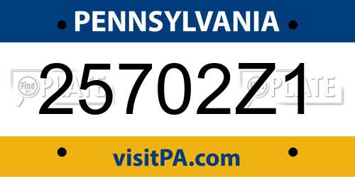 25702Z1 Pennsylvania License Plate