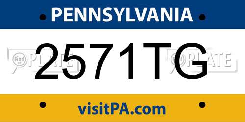 2571TG Pennsylvania License Plate