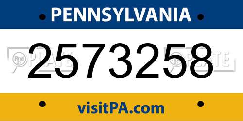 2573258 Pennsylvania License Plate