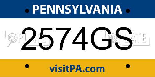 2574GS Pennsylvania License Plate