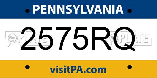 2575RQ Pennsylvania License Plate