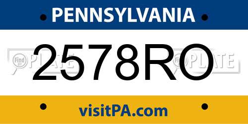 2578RO Pennsylvania License Plate