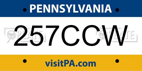 257CCW Pennsylvania License Plate