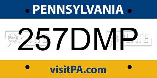 257DMP Pennsylvania License Plate