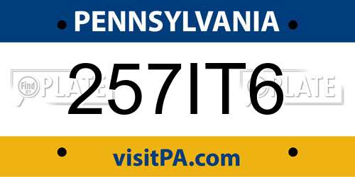 257IT6 Pennsylvania License Plate