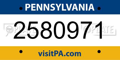 2580971 Pennsylvania License Plate