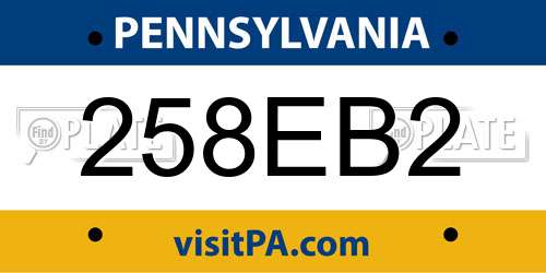 258EB2 Pennsylvania License Plate