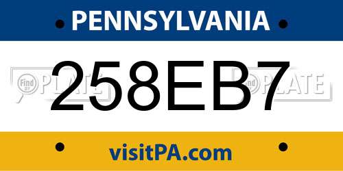 258EB7 Pennsylvania License Plate