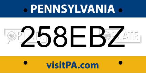 258EBZ Pennsylvania License Plate