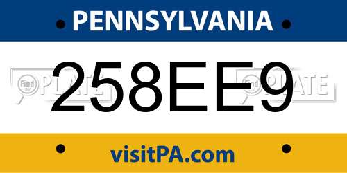 258EE9 Pennsylvania License Plate