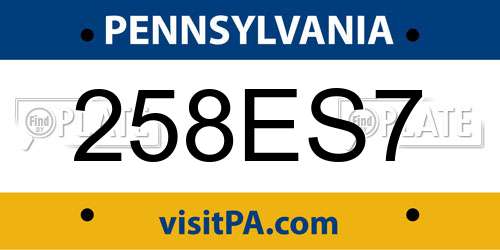 258ES7 Pennsylvania License Plate