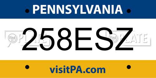 258ESZ Pennsylvania License Plate