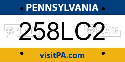 258LC2 Pennsylvania License Plate