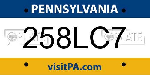 258LC7 Pennsylvania License Plate