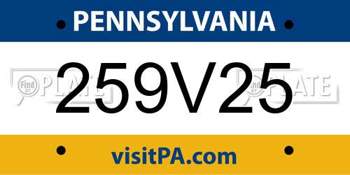 259V25 Pennsylvania License Plate