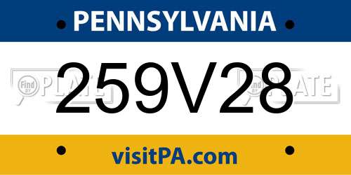 259V28 Pennsylvania License Plate