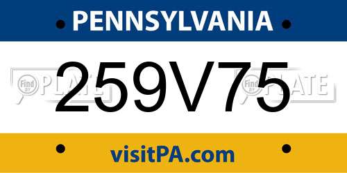 259V75 Pennsylvania License Plate