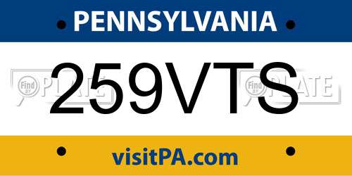 259VTS Pennsylvania License Plate