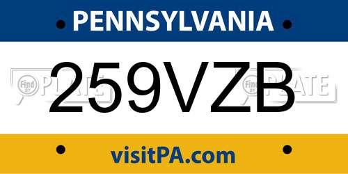 259VZB Pennsylvania License Plate