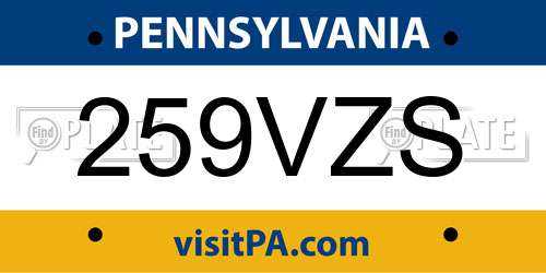 259VZS Pennsylvania License Plate