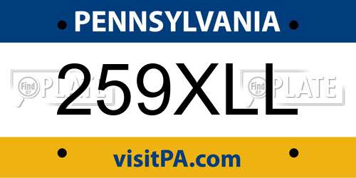 259XLL Pennsylvania License Plate
