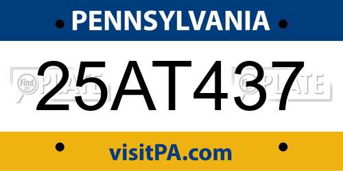 25AT437 Pennsylvania License Plate