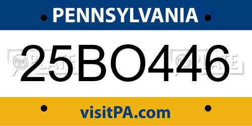 25BO446 Pennsylvania License Plate