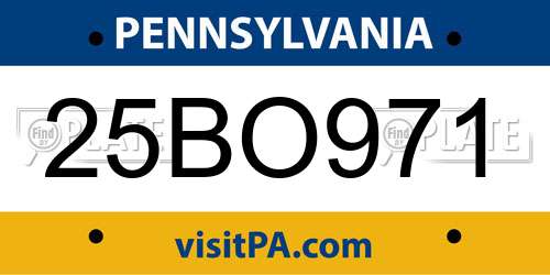 25BO971 Pennsylvania License Plate