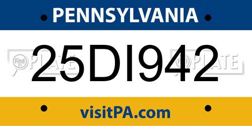 25DI942 Pennsylvania License Plate