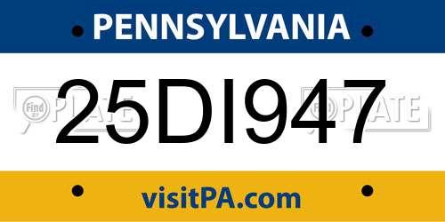 25DI947 Pennsylvania License Plate
