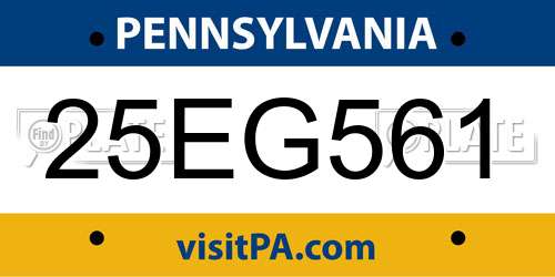 25EG561 Pennsylvania License Plate